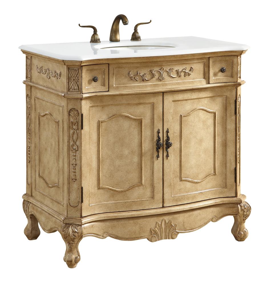 Elegant Furniture & Lighting - Danville 36 inch Single Bathroom vanity in Antique Beige with ivory white engineered marble - VF10136AB-VW veiw 2