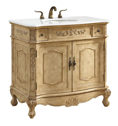 Elegant Furniture & Lighting - Danville 36 inch Single Bathroom vanity in Antique Beige with ivory white engineered marble - VF10136AB-VW veiw 2