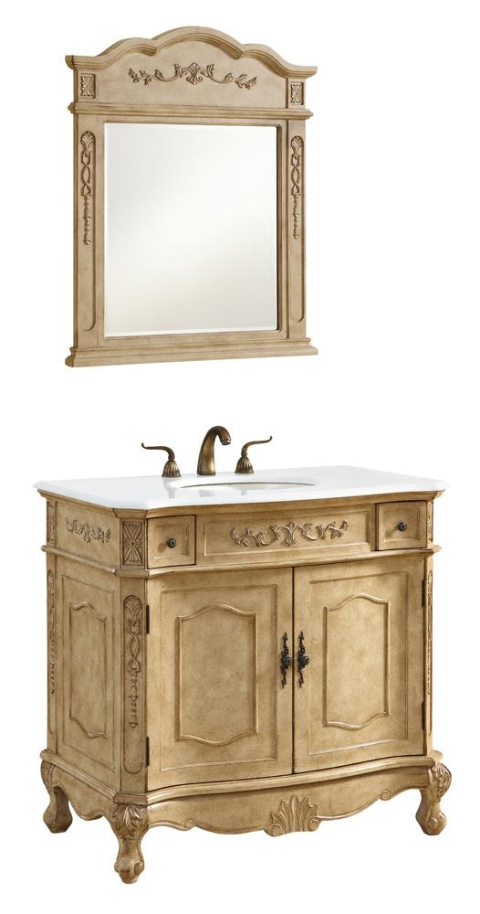 Elegant Furniture & Lighting - Danville 36 inch Single Bathroom vanity in Antique Beige with ivory white engineered marble - VF10136AB-VW veiw 3