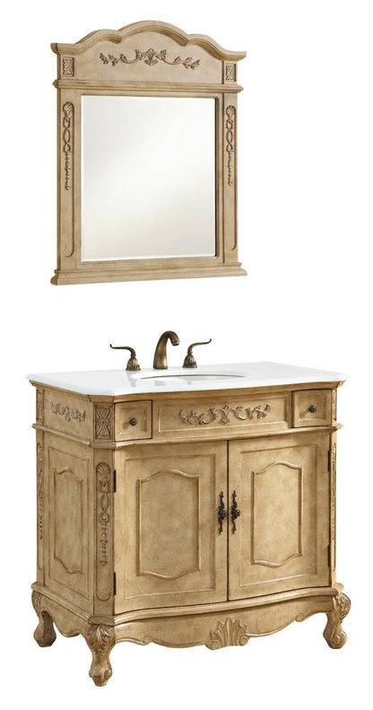 Elegant Furniture & Lighting - Danville 36 inch Single Bathroom vanity in Antique Beige with ivory white engineered marble - VF10136AB-VW veiw 3