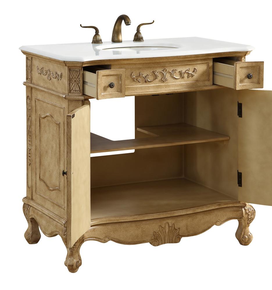 Elegant Furniture & Lighting - Danville 36 inch Single Bathroom vanity in Antique Beige with ivory white engineered marble - VF10136AB-VW veiw 4