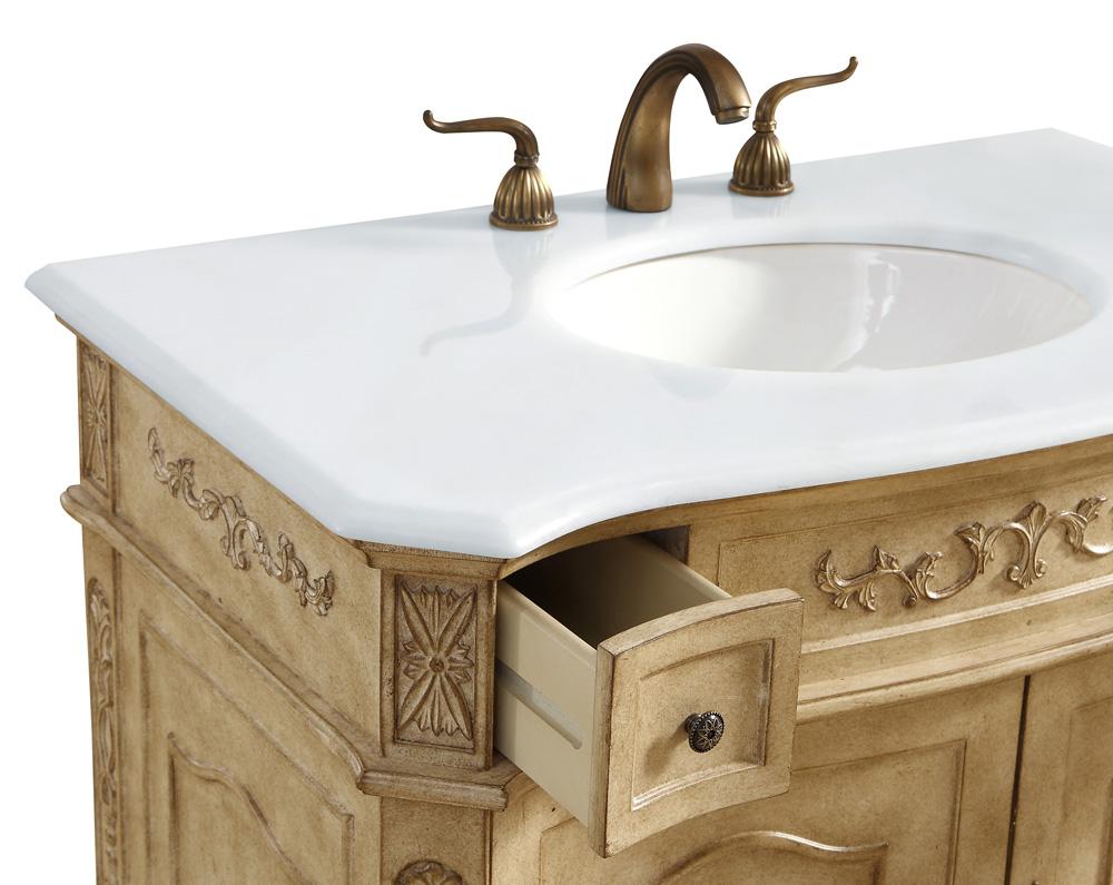 Elegant Furniture & Lighting - Danville 36 inch Single Bathroom vanity in Antique Beige with ivory white engineered marble - VF10136AB-VW veiw 7