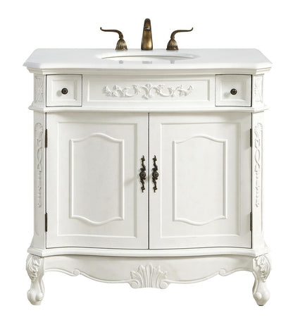 Elegant Furniture & Lighting - Danville 36 inch Single Bathroom vanity in Antique White with ivory white engineered marble - VF10636AW-VW veiw 1