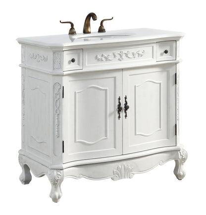 Elegant Furniture & Lighting - Danville 36 inch Single Bathroom vanity in Antique White with ivory white engineered marble - VF10636AW-VW veiw 2