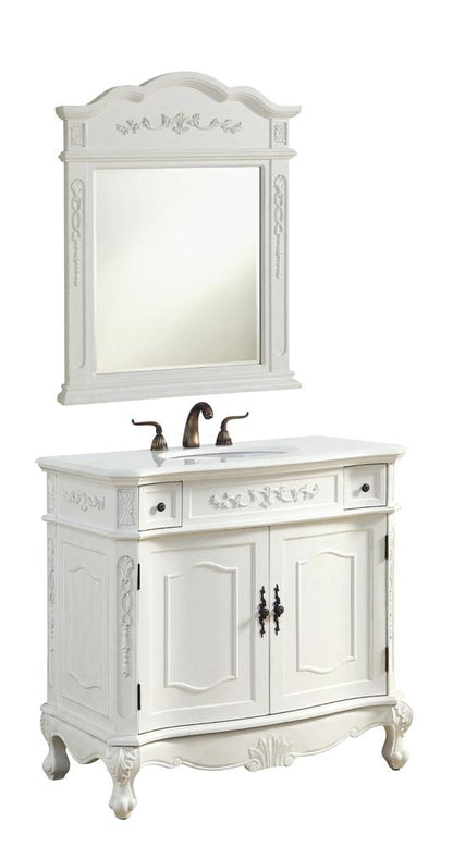 Elegant Furniture & Lighting - Danville 36 inch Single Bathroom vanity in Antique White with ivory white engineered marble - VF10636AW-VW veiw 3