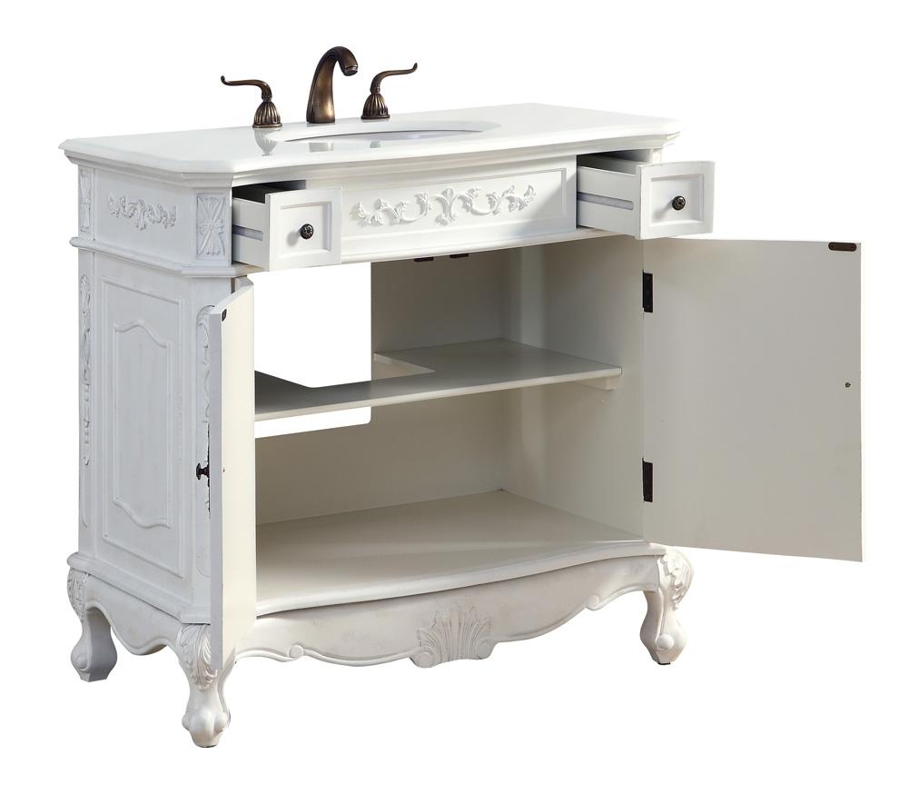 Elegant Furniture & Lighting - Danville 36 inch Single Bathroom vanity in Antique White with ivory white engineered marble - VF10636AW-VW veiw 4