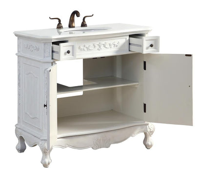 Elegant Furniture & Lighting - Danville 36 inch Single Bathroom vanity in Antique White with ivory white engineered marble - VF10636AW-VW veiw 4