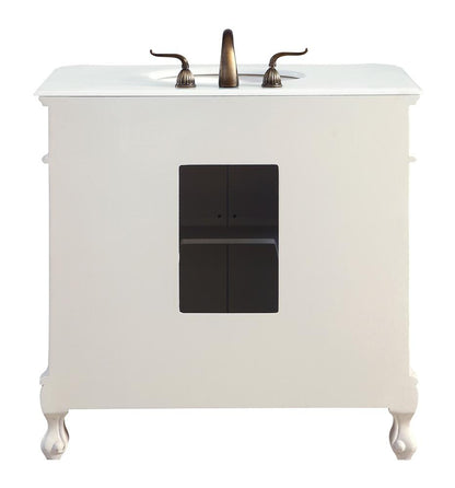 Elegant Furniture & Lighting - Danville 36 inch Single Bathroom vanity in Antique White with ivory white engineered marble - VF10636AW-VW veiw 6