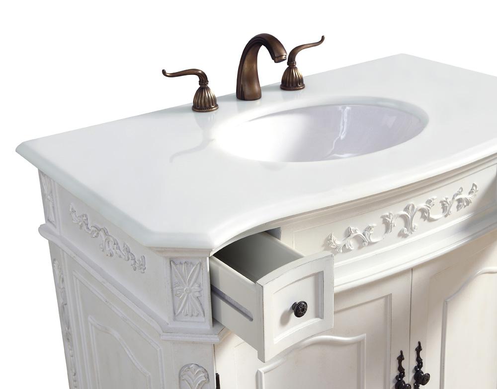 Elegant Furniture & Lighting - Danville 36 inch Single Bathroom vanity in Antique White with ivory white engineered marble - VF10636AW-VW veiw 7