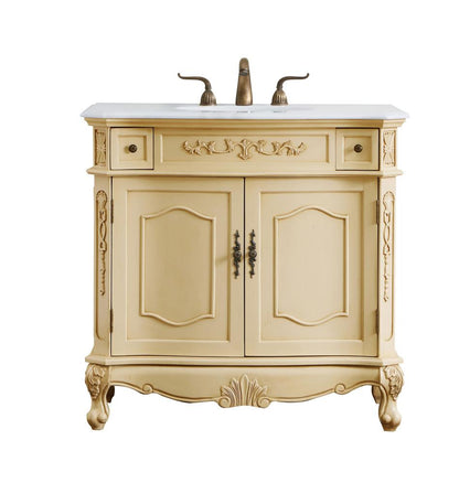 Elegant Furniture & Lighting - Danville 36 inch Single Bathroom vanity in light antique beige with ivory white engineered marble - VF10136LT-VW veiw 1