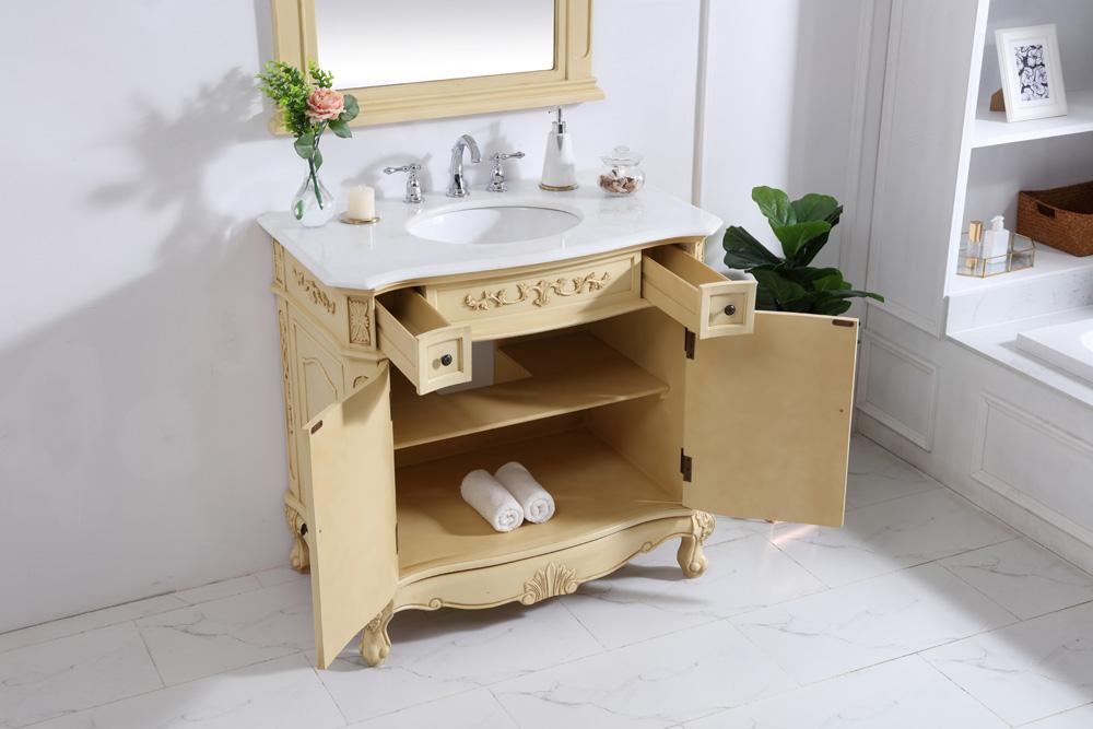 Elegant Furniture & Lighting - Danville 36 inch Single Bathroom vanity in light antique beige with ivory white engineered marble - VF10136LT-VW veiw 4