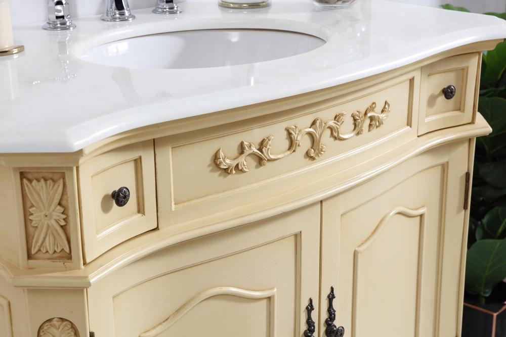 Elegant Furniture & Lighting - Danville 36 inch Single Bathroom vanity in light antique beige with ivory white engineered marble - VF10136LT-VW veiw 5