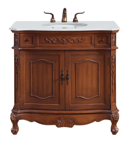 Elegant Furniture & Lighting - Danville 36 inch Single Bathroom vanity in Brown with ivory white engineered marble - VF10536BR-VW veiw 1