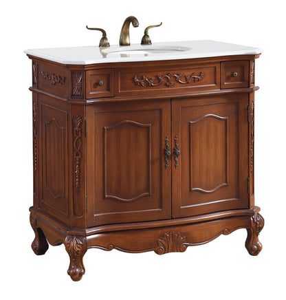 Elegant Furniture & Lighting - Danville 36 inch Single Bathroom vanity in Brown with ivory white engineered marble - VF10536BR-VW veiw 2