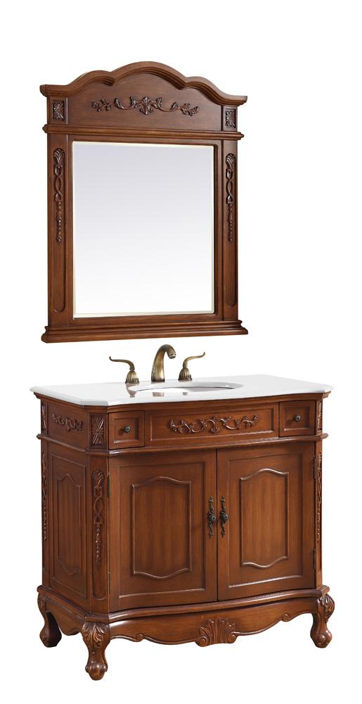 Elegant Furniture & Lighting - Danville 36 inch Single Bathroom vanity in Brown with ivory white engineered marble - VF10536BR-VW veiw 3
