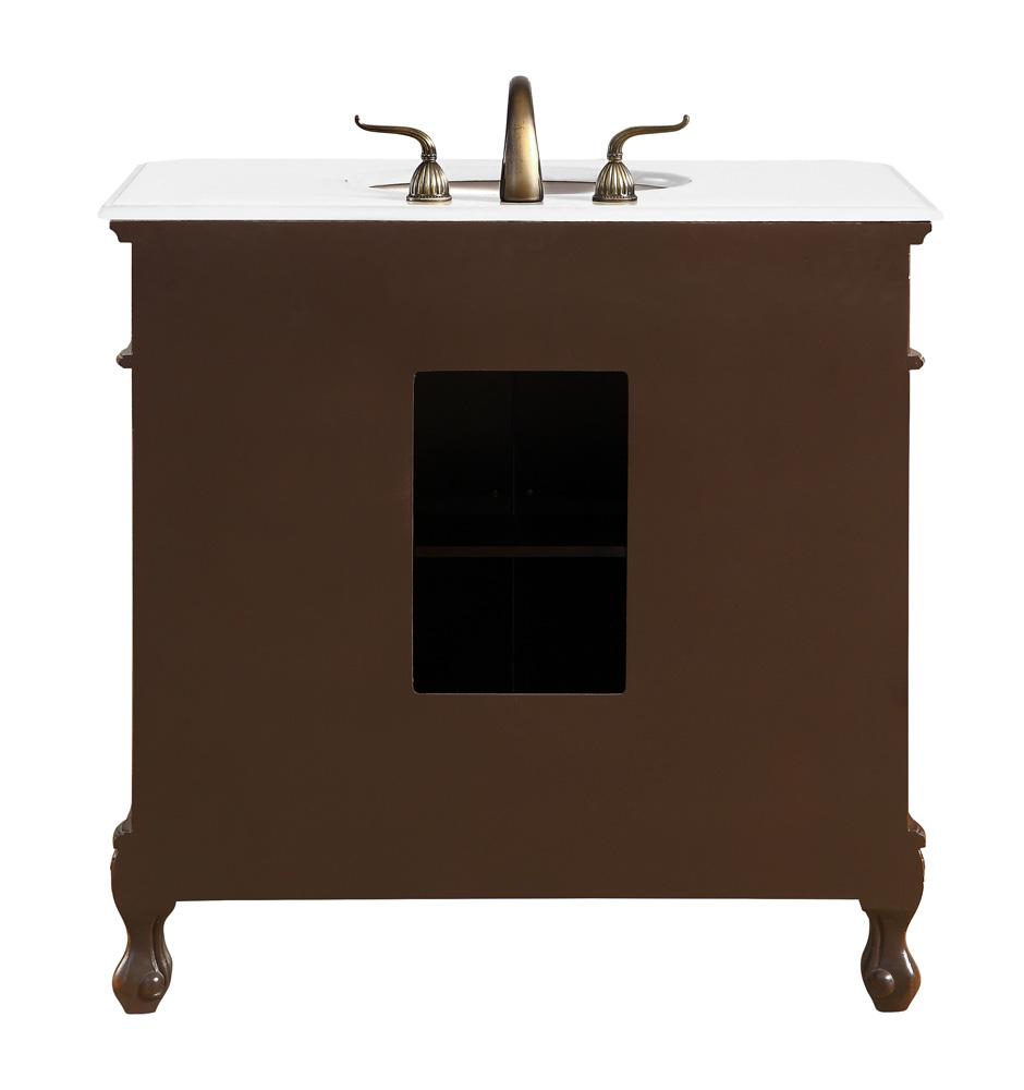 Elegant Furniture & Lighting - Danville 36 inch Single Bathroom vanity in Brown with ivory white engineered marble - VF10536BR-VW veiw 6