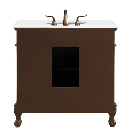 Elegant Furniture & Lighting - Danville 36 inch Single Bathroom vanity in Brown with ivory white engineered marble - VF10536BR-VW veiw 6