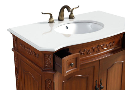 Elegant Furniture & Lighting - Danville 36 inch Single Bathroom vanity in Brown with ivory white engineered marble - VF10536BR-VW veiw 7