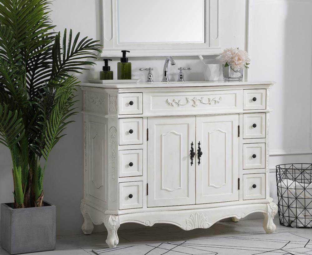 Elegant Furniture & Lighting - Danville 42 inch Single Bathroom vanity in Antique White with ivory white engineered marble - VF10142AW-VW veiw 3