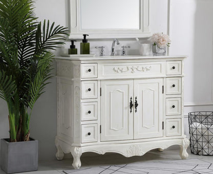 Elegant Furniture & Lighting - Danville 42 inch Single Bathroom vanity in Antique White with ivory white engineered marble - VF10142AW-VW veiw 3