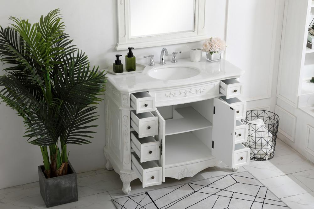Elegant Furniture & Lighting - Danville 42 inch Single Bathroom vanity in Antique White with ivory white engineered marble - VF10142AW-VW veiw 4