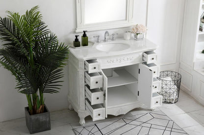 Elegant Furniture & Lighting - Danville 42 inch Single Bathroom vanity in Antique White with ivory white engineered marble - VF10142AW-VW veiw 4