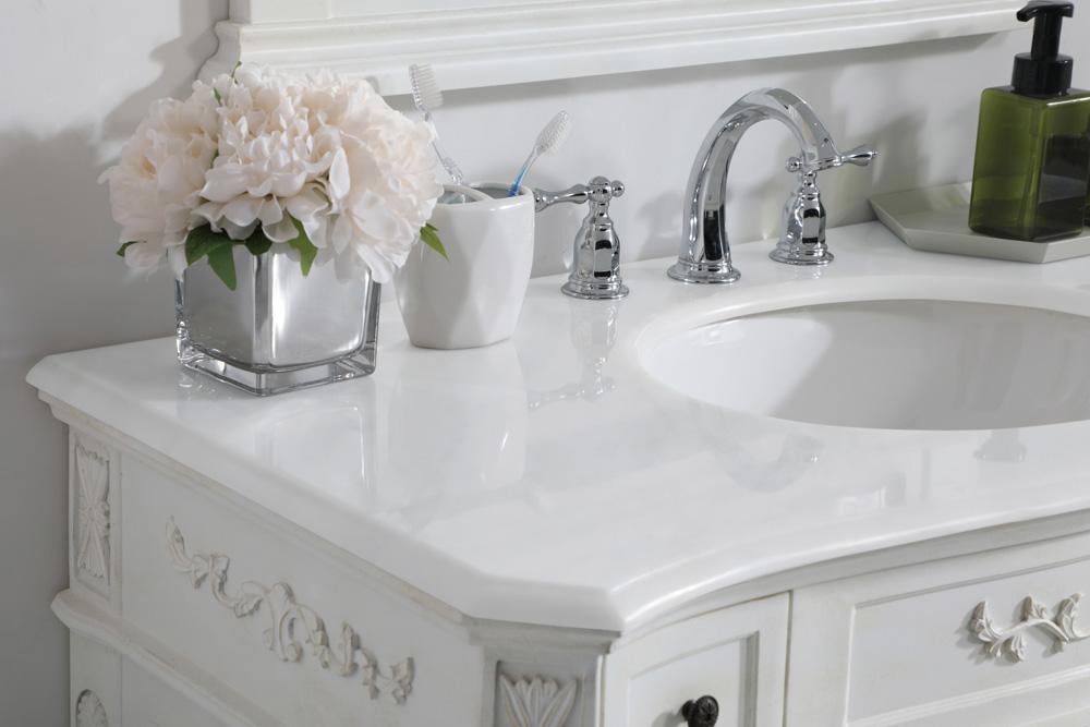 Elegant Furniture & Lighting - Danville 42 inch Single Bathroom vanity in Antique White with ivory white engineered marble - VF10142AW-VW veiw 5