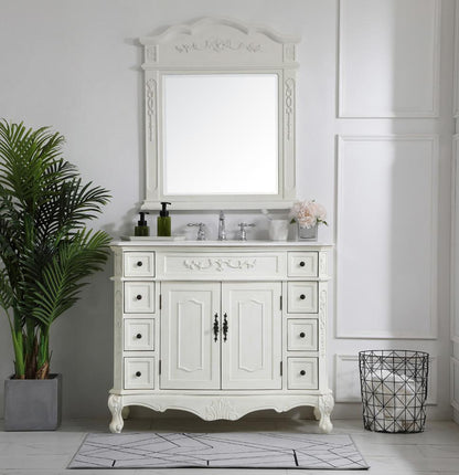 Elegant Furniture & Lighting - Danville 42 inch Single Bathroom vanity in Antique White with ivory white engineered marble - VF10142AW-VW veiw 7