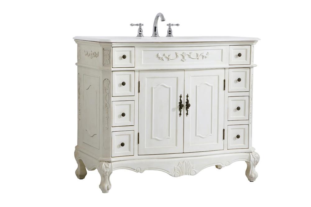 Elegant Furniture & Lighting - Danville 42 inch Single Bathroom vanity in Antique White with ivory white engineered marble - VF10142AW-VW veiw 8