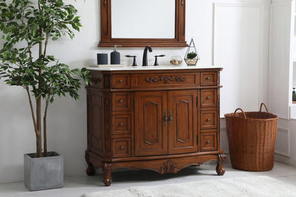 Elegant Furniture & Lighting - Danville 42 inch Single Bathroom vanity in Teak with ivory white engineered marble - VF10142TK-VW veiw 3