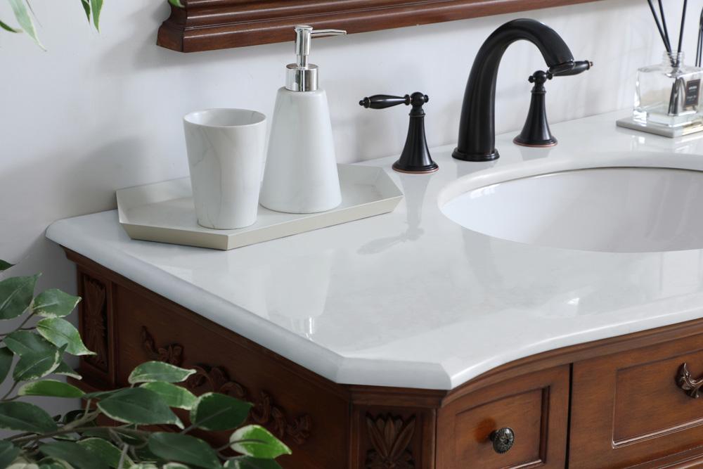 Elegant Furniture & Lighting - Danville 42 inch Single Bathroom vanity in Teak with ivory white engineered marble - VF10142TK-VW veiw 5