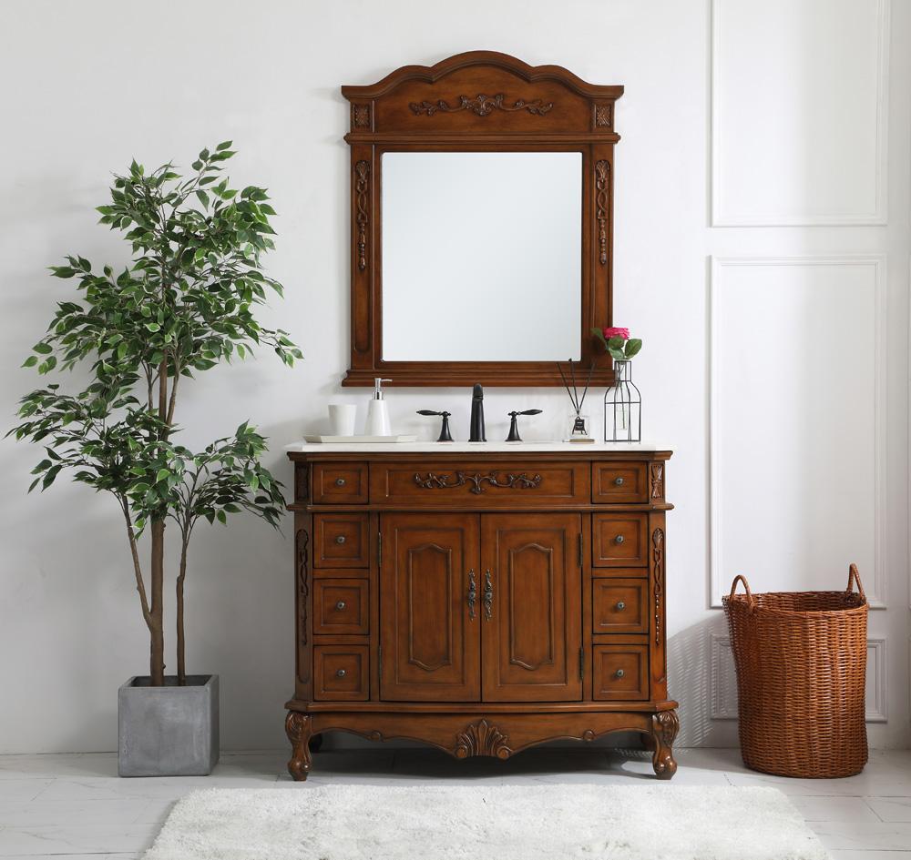 Elegant Furniture & Lighting - Danville 42 inch Single Bathroom vanity in Teak with ivory white engineered marble - VF10142TK-VW veiw 7