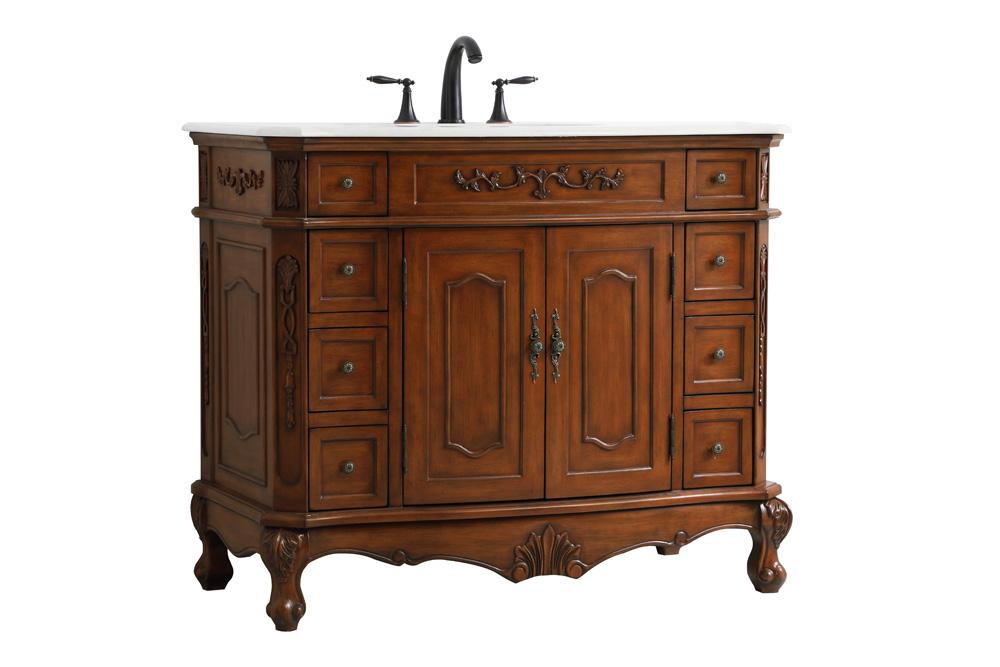 Elegant Furniture & Lighting - Danville 42 inch Single Bathroom vanity in Teak with ivory white engineered marble - VF10142TK-VW veiw 8