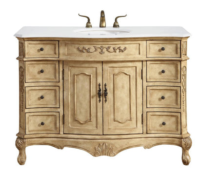 Elegant Furniture & Lighting - Danville 48 inch Single Bathroom vanity in Antique Beige with ivory white engineered marble - VF10148AB-VW veiw 1