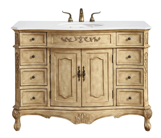 Elegant Furniture & Lighting - Danville 48 inch Single Bathroom vanity in Antique Beige with ivory white engineered marble - VF10148AB-VW veiw 1