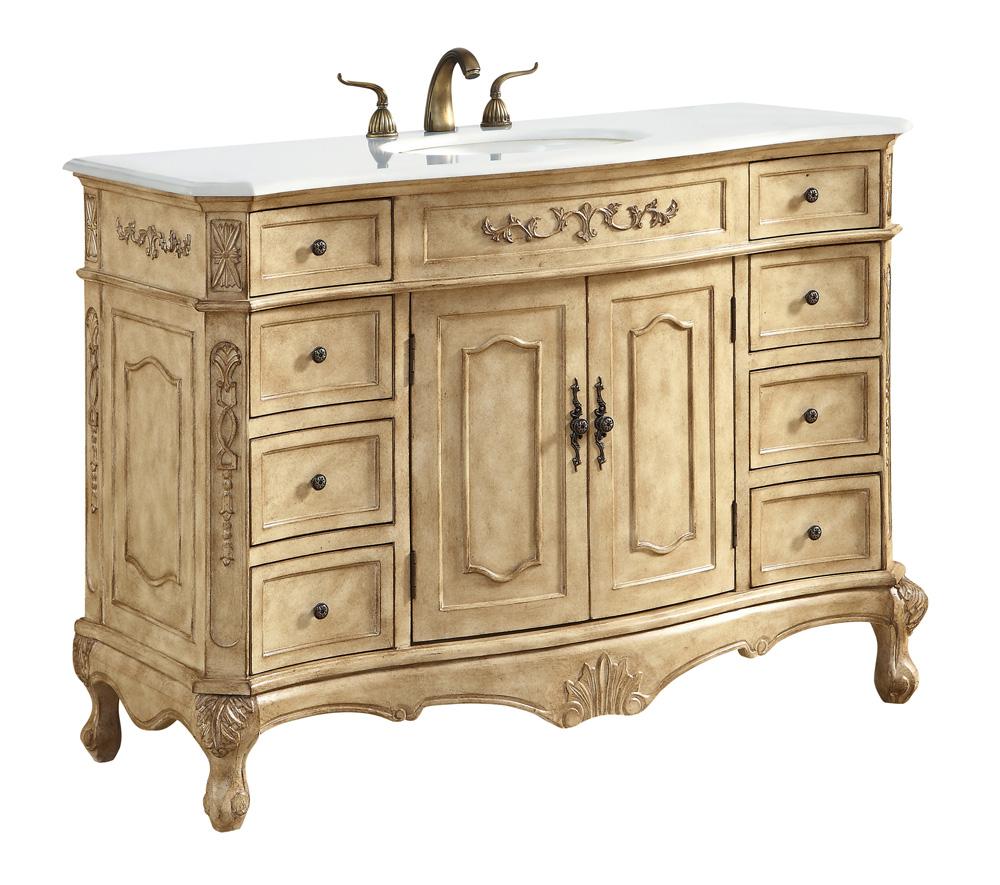 Elegant Furniture & Lighting - Danville 48 inch Single Bathroom vanity in Antique Beige with ivory white engineered marble - VF10148AB-VW veiw 2