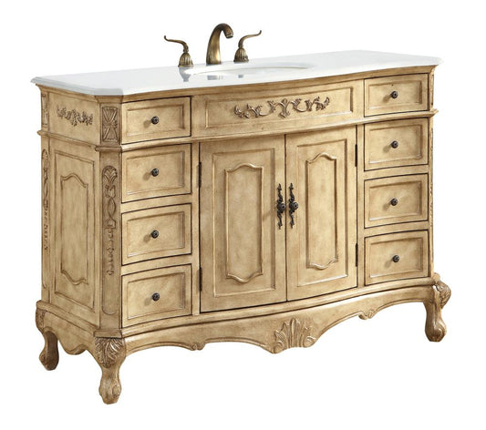 Elegant Furniture & Lighting - Danville 48 inch Single Bathroom vanity in Antique Beige with ivory white engineered marble - VF10148AB-VW veiw 2