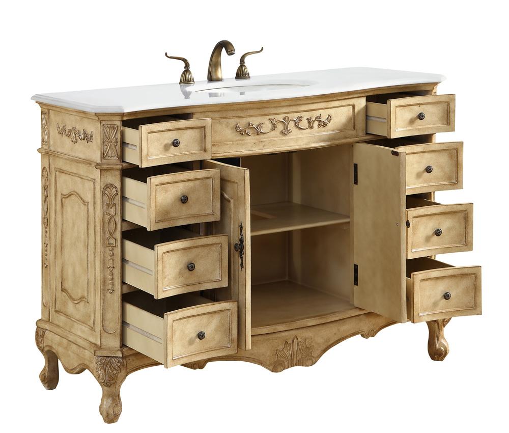 Elegant Furniture & Lighting - Danville 48 inch Single Bathroom vanity in Antique Beige with ivory white engineered marble - VF10148AB-VW veiw 4