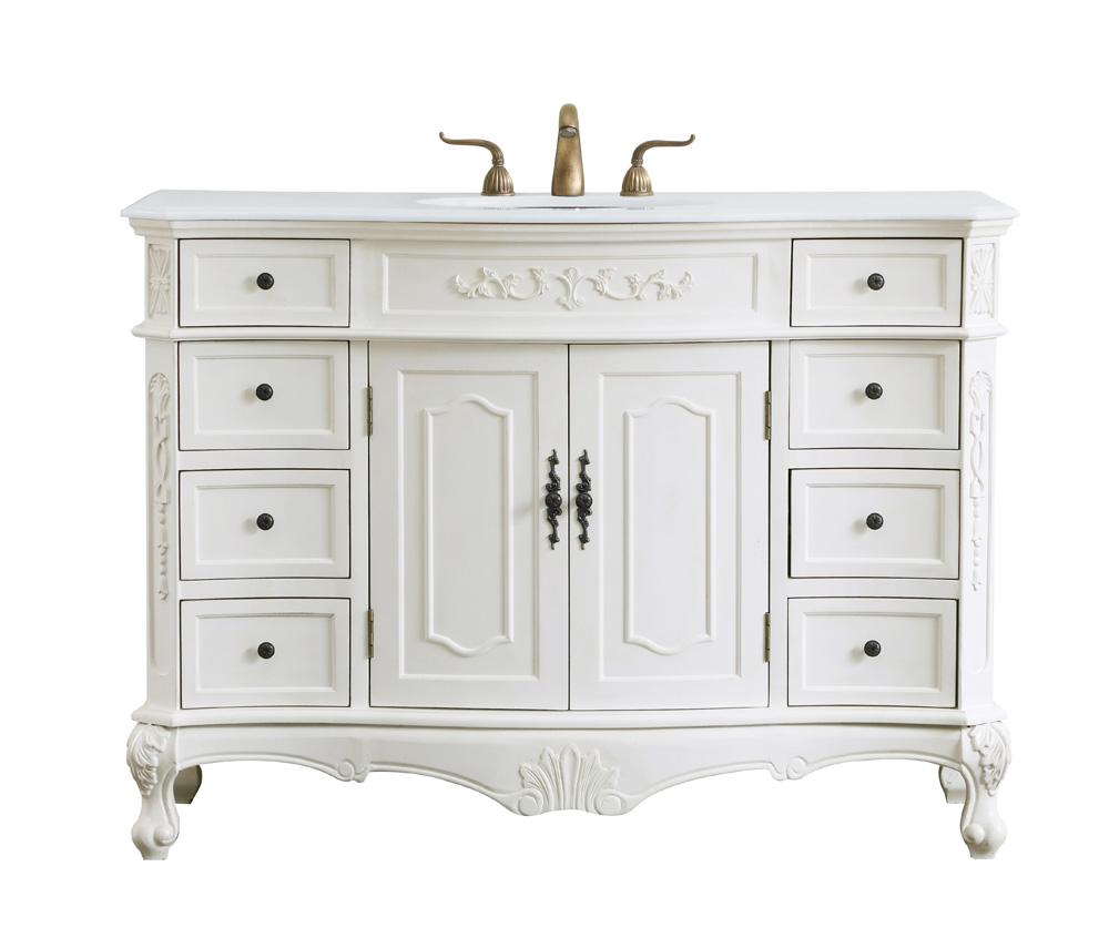 Elegant Furniture & Lighting - Danville 48 inch Single Bathroom vanity in antique white with ivory white engineered marble - VF10148AW-VW veiw 1