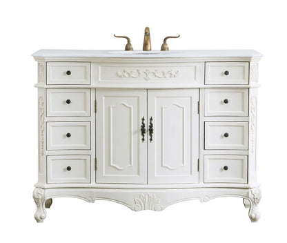 Elegant Furniture & Lighting - Danville 48 inch Single Bathroom vanity in antique white with ivory white engineered marble - VF10148AW-VW veiw 1
