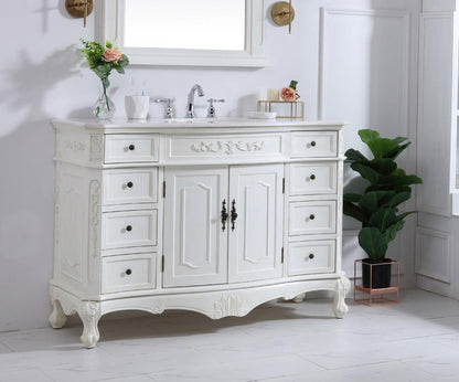 Elegant Furniture & Lighting - Danville 48 inch Single Bathroom vanity in antique white with ivory white engineered marble - VF10148AW-VW veiw 3