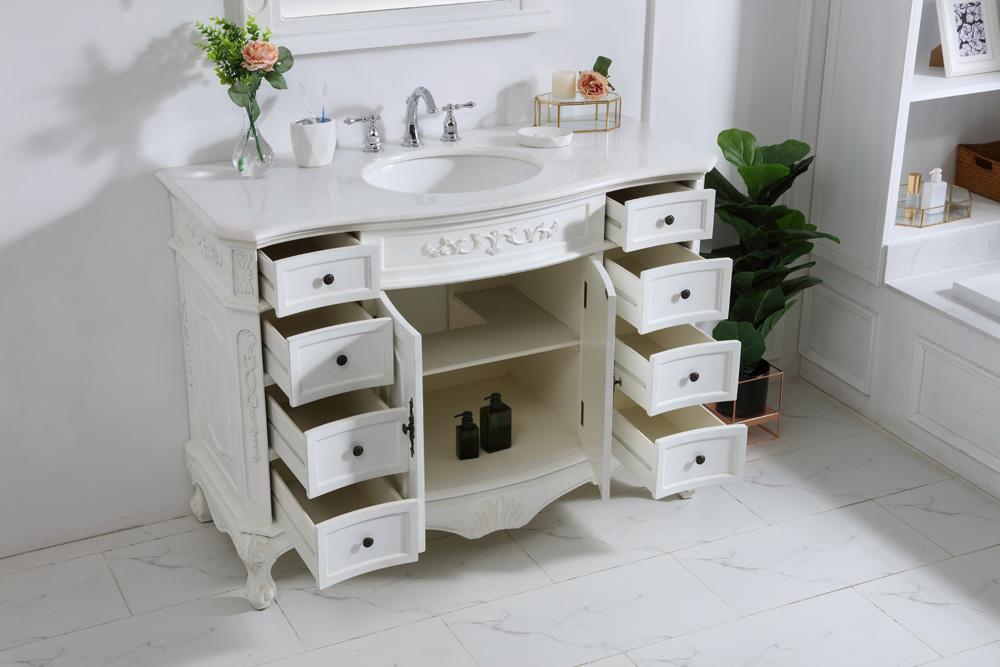 Elegant Furniture & Lighting - Danville 48 inch Single Bathroom vanity in antique white with ivory white engineered marble - VF10148AW-VW veiw 4