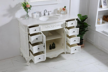 Elegant Furniture & Lighting - Danville 48 inch Single Bathroom vanity in antique white with ivory white engineered marble - VF10148AW-VW veiw 4