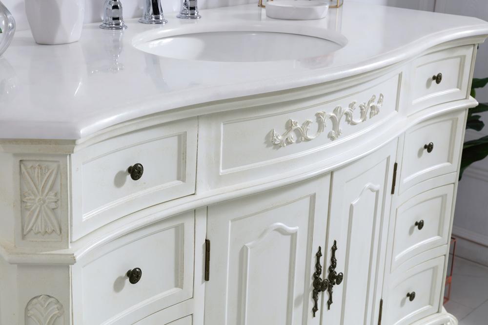 Elegant Furniture & Lighting - Danville 48 inch Single Bathroom vanity in antique white with ivory white engineered marble - VF10148AW-VW veiw 5