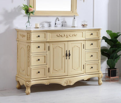 Elegant Furniture & Lighting - Danville 48 inch Single Bathroom vanity in light antique beige with ivory white engineered marble - VF10148LT-VW veiw 3