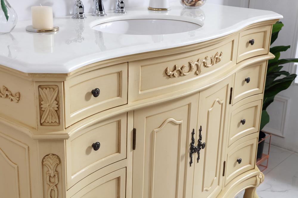 Elegant Furniture & Lighting - Danville 48 inch Single Bathroom vanity in light antique beige with ivory white engineered marble - VF10148LT-VW veiw 5