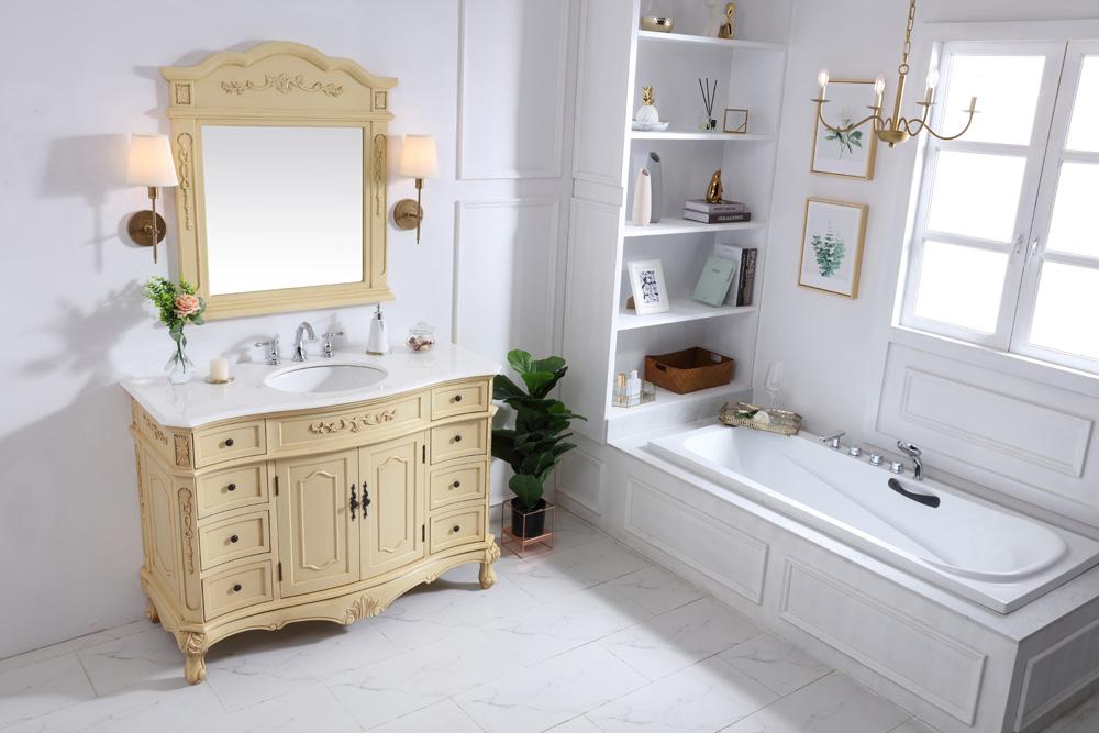 Elegant Furniture & Lighting - Danville 48 inch Single Bathroom vanity in light antique beige with ivory white engineered marble - VF10148LT-VW veiw 7