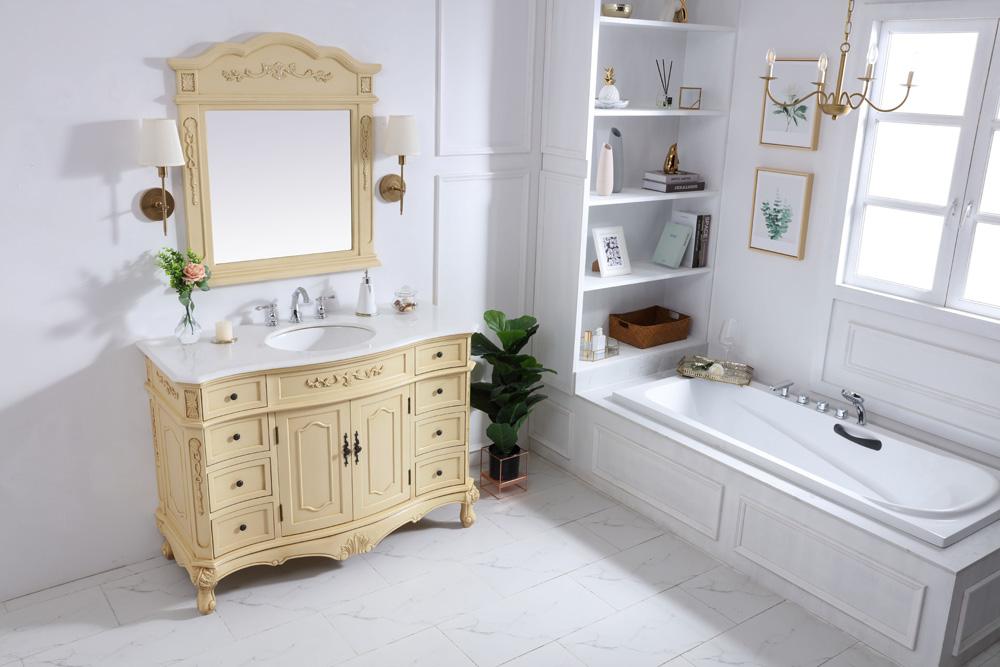 Elegant Furniture & Lighting - Danville 48 inch Single Bathroom vanity in light antique beige with ivory white engineered marble - VF10148LT-VW veiw 8