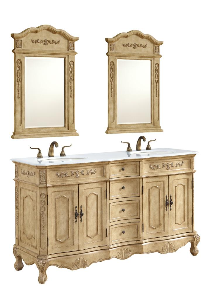 Elegant Furniture & Lighting - Danville 60 inch Double Bathroom vanity in Antique Beige with ivory white engineered marble - VF10160DAB-VW veiw 3