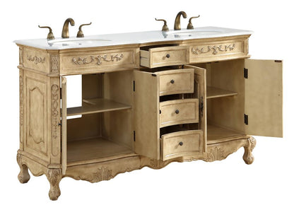 Elegant Furniture & Lighting - Danville 60 inch Double Bathroom vanity in Antique Beige with ivory white engineered marble - VF10160DAB-VW veiw 4